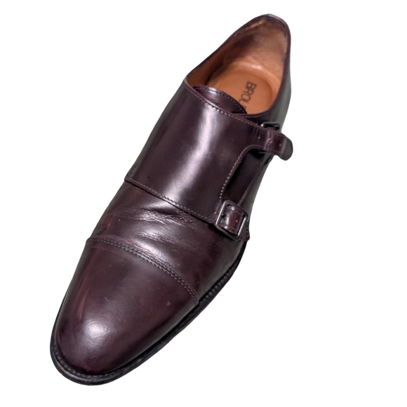 Broletto Men's Double Monk Strap Dress Shoes Size 10.5 Burgundy Brown Leather - Picture 6 of 15